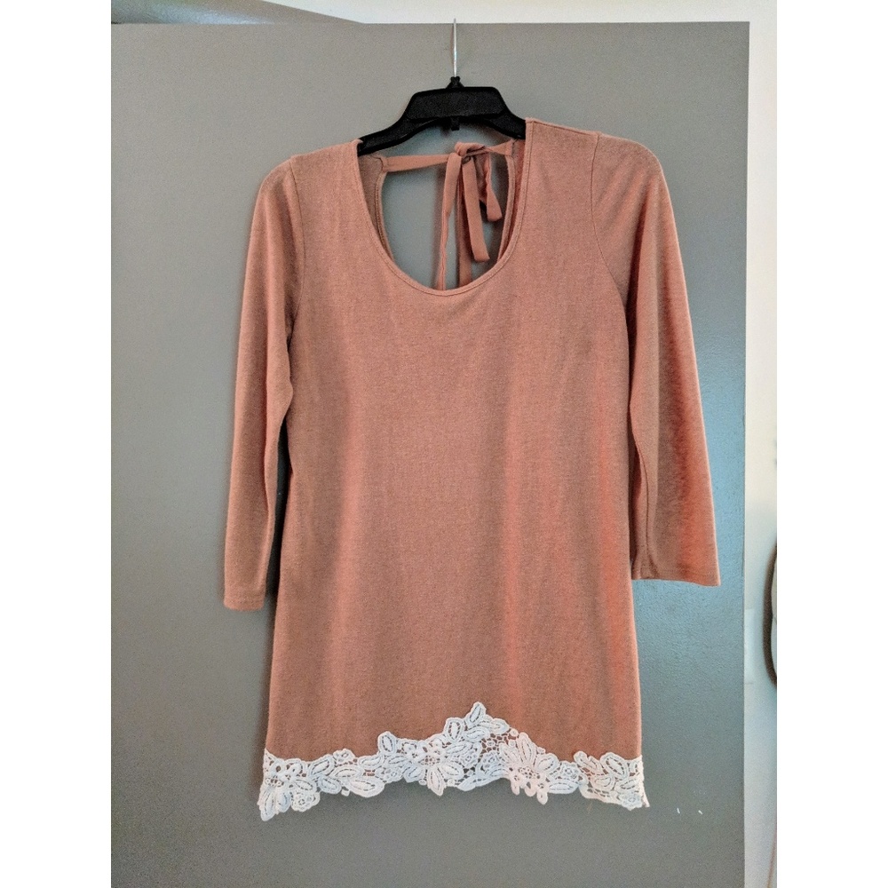 Charming Charlie 3/4 Sleeve Shirt with Lace Detail